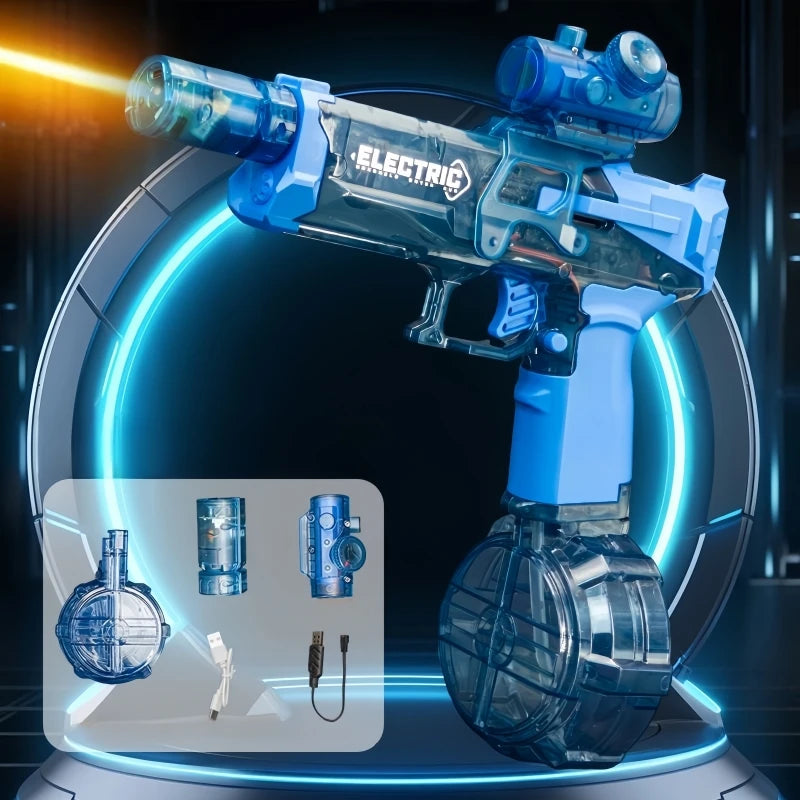 Electric Water Gun Pulse Water Gun Self-Integrated Automatic Water-Absorbing Large-Capacity Lighting Children'S Water Gun Toys