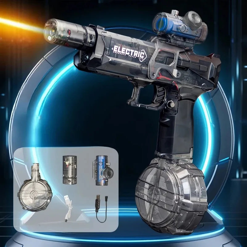 Electric Water Gun Pulse Water Gun Self-Integrated Automatic Water-Absorbing Large-Capacity Lighting Children'S Water Gun Toys