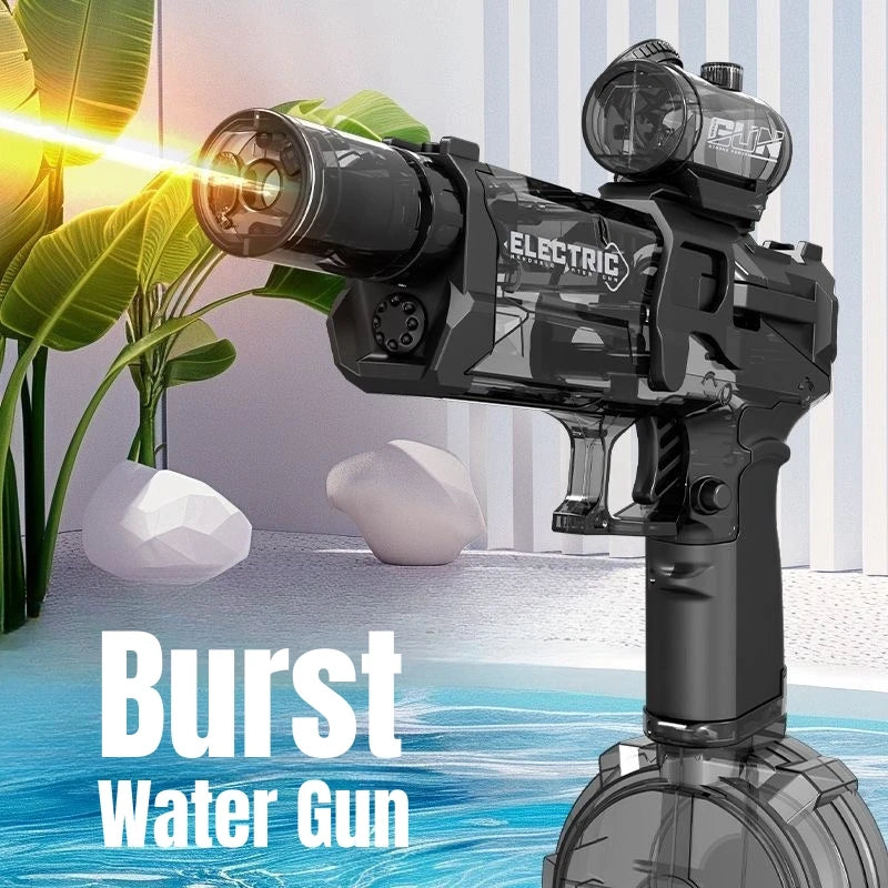 Electric Water Gun Pulse Water Gun Self-Integrated Automatic Water-Absorbing Large-Capacity Lighting Children'S Water Gun Toys